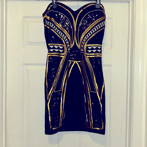 Black and gold Cocktail Dress size large $15 - Picture 2 of 4